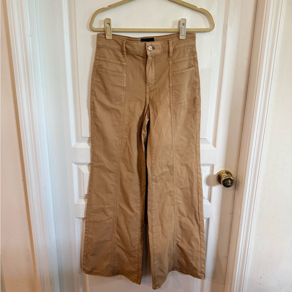 White House Black Market Wide-Leg Tan Trousers